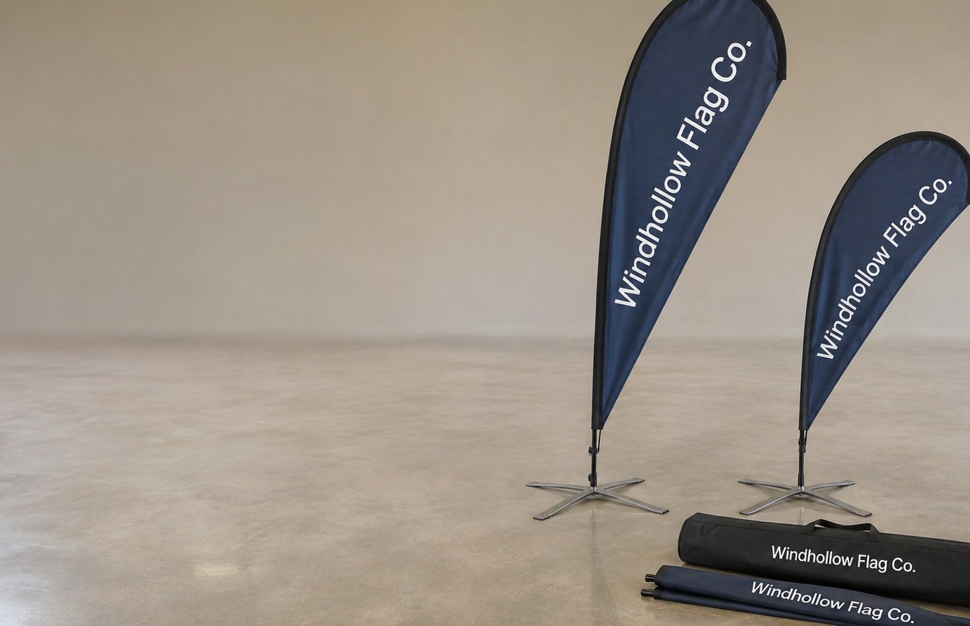Custom printed teardrop flags with logo