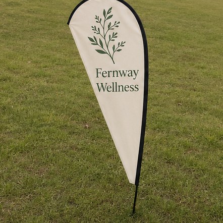 Customized teardrop flags for forecourts and garden centres